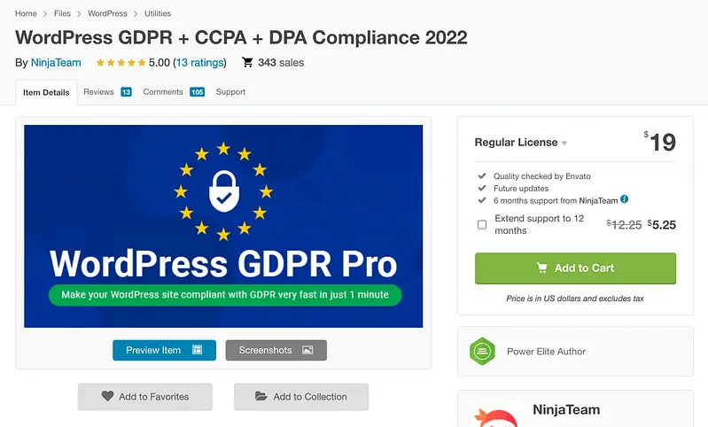WordPress GDPR + CCPA+DPAコンプライアンスプラグイン
