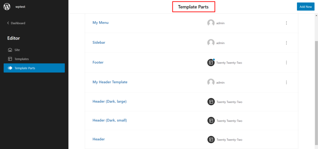 ¿Cómo editar la barra lateral de WordPress en el tema Twenty Twenty-two? 5 Twenty Twenty-two theme template parts