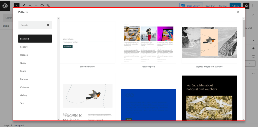 Padrões de bloco do WordPress e estilos globais em Twenty Twenty Two Theme 2 Pattern Library