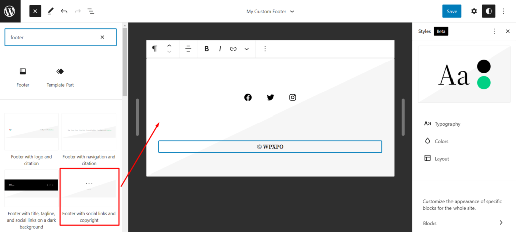 22のテーマ4でWordPressページテンプレートを作成する方法 Creating a footer template part for the twenty twenty-two theme