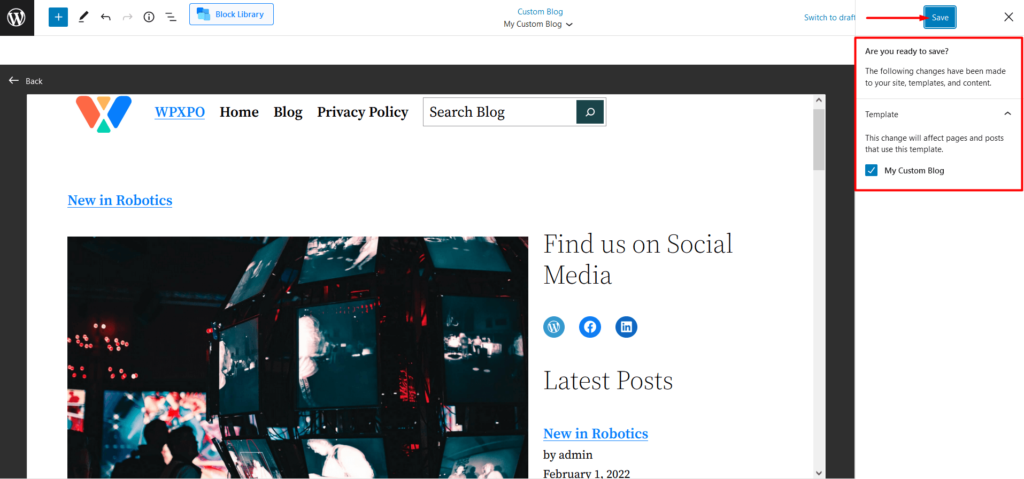 22のテーマ8でWordPressページテンプレートを作成する方法 Saving custom page template in the twenty twenty-two theme