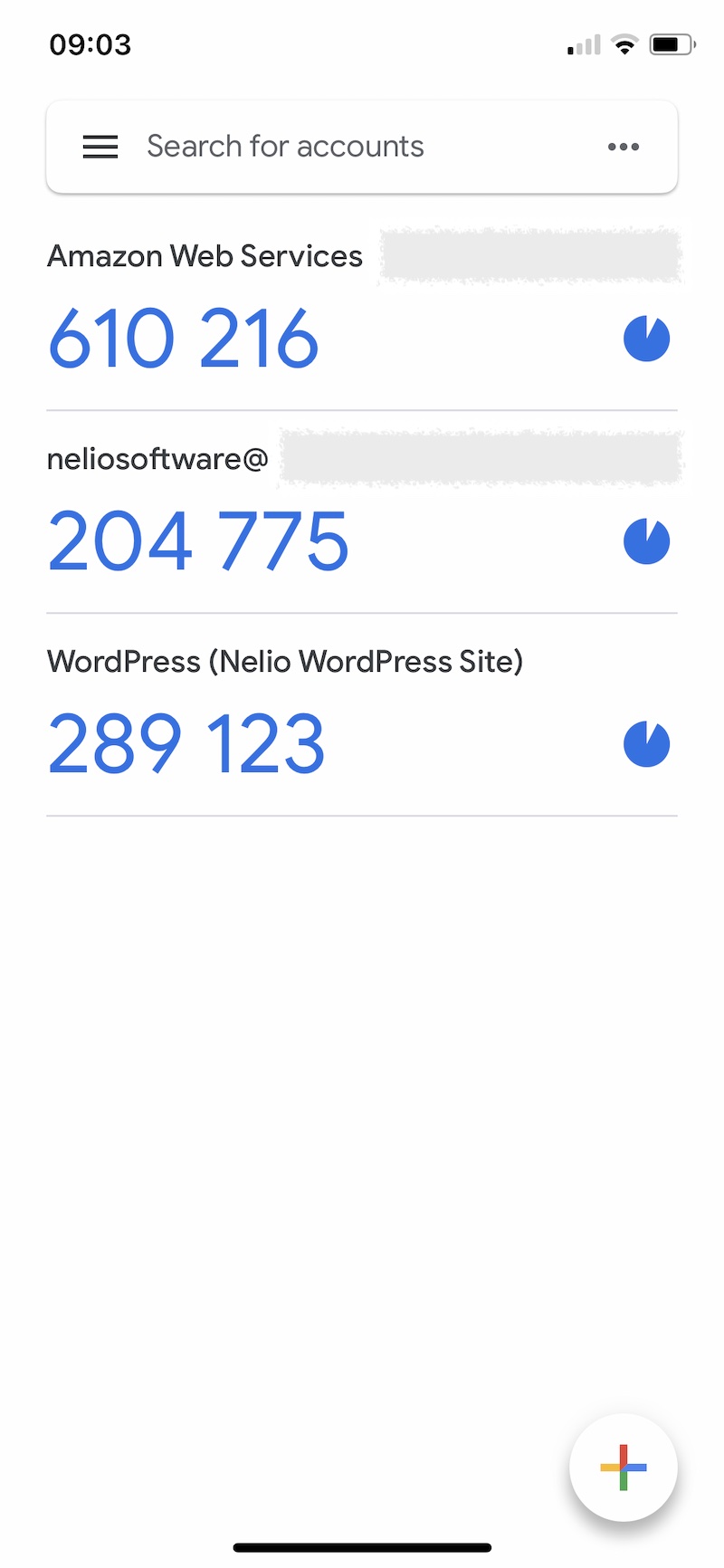 Akun baru ditambahkan ke aplikasi Google authenticator