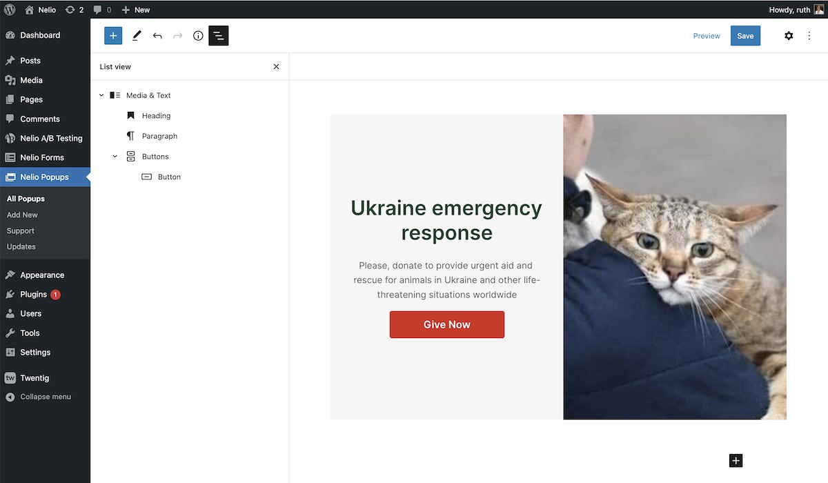 Menampilkan blok popup
