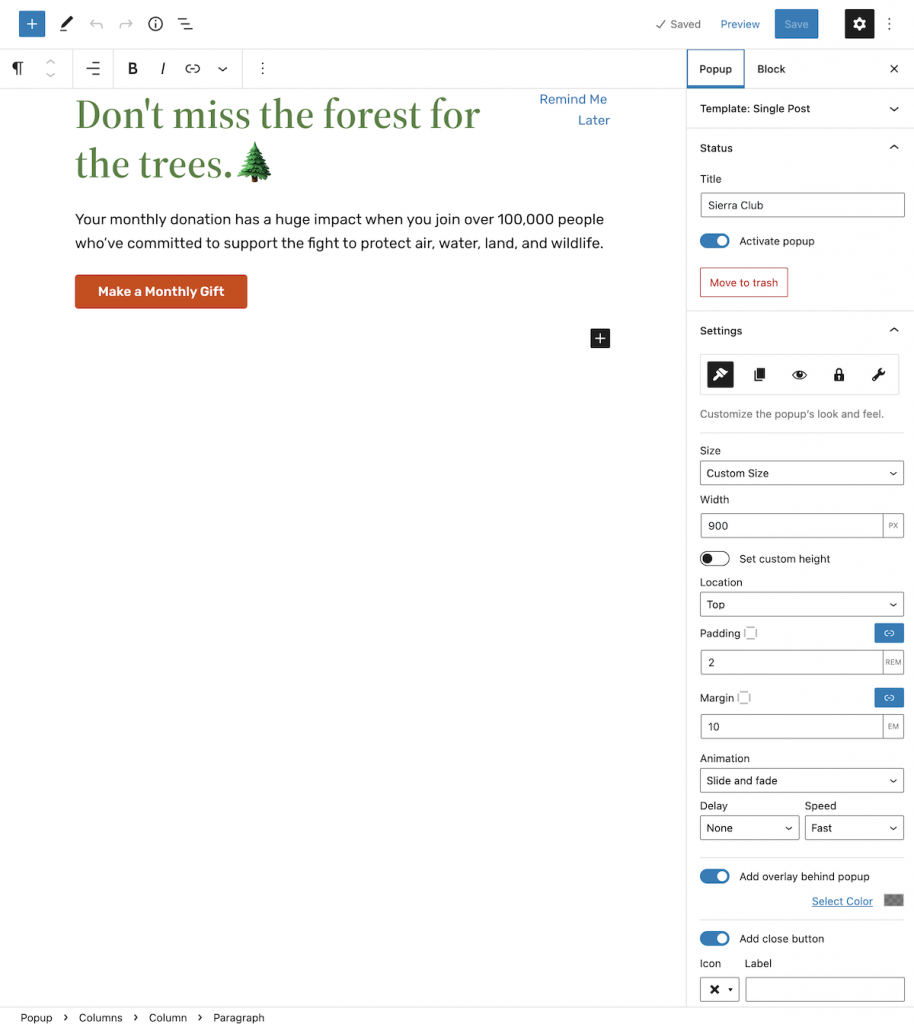 Membuat popup seperti Sierra Club