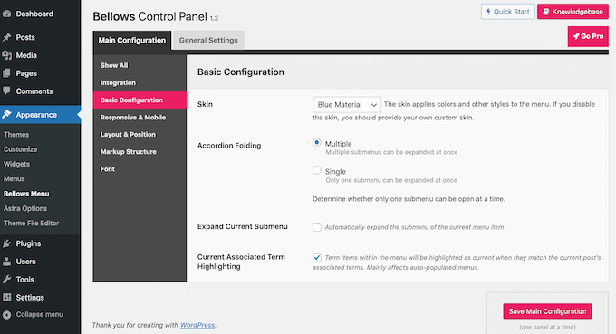 منفاخ التكوين الأكورديون Configuring the look and feel of your WordPress collapsible sidebar menu.