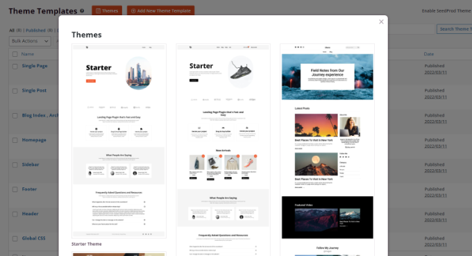 Templat tema situs web SeedProd SeedProd website theme templates