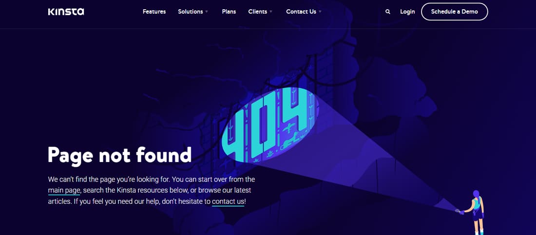 Kesalahan Kinsta 404 halaman "Halaman tidak ditemukan".