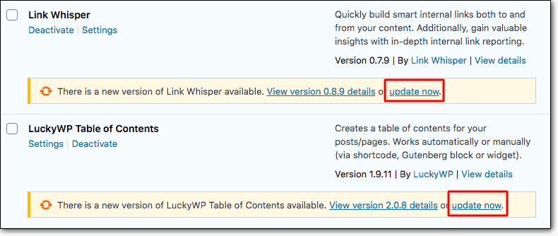 wordpress güncellemeleri
