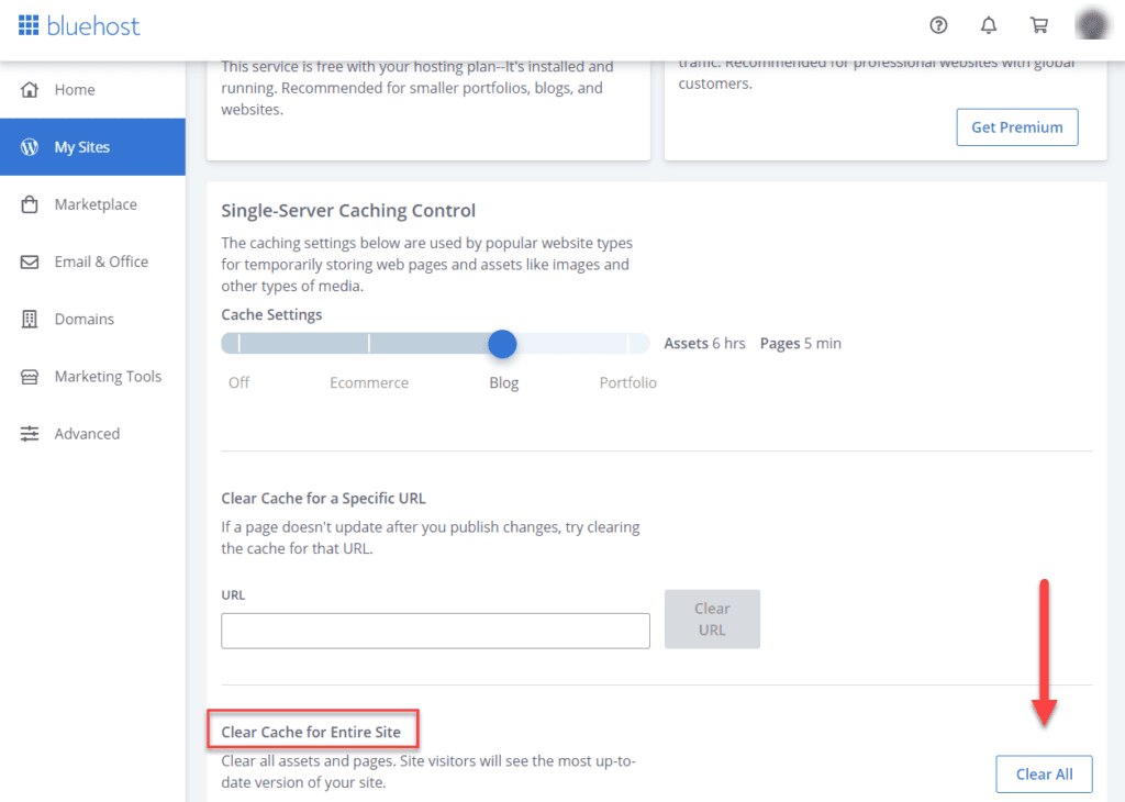 Limpando o cache do WordPress no BlueHost