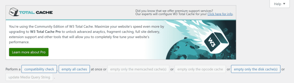 Painel de Cache Total W3