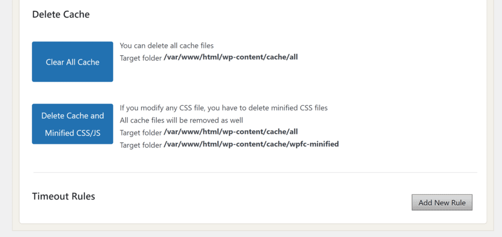 Excluindo Cache no WP Fastest Cache