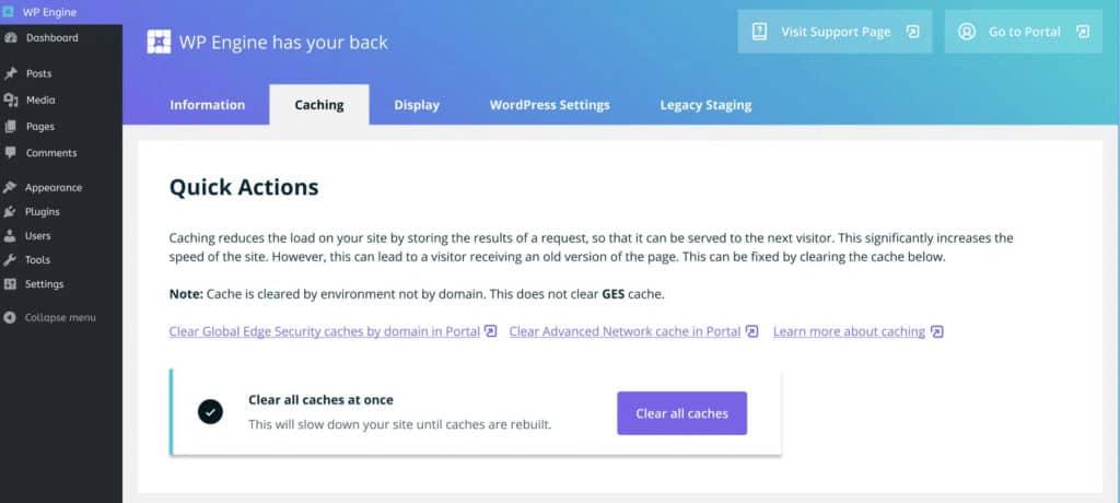 Limpar todo o cache no WP Engine