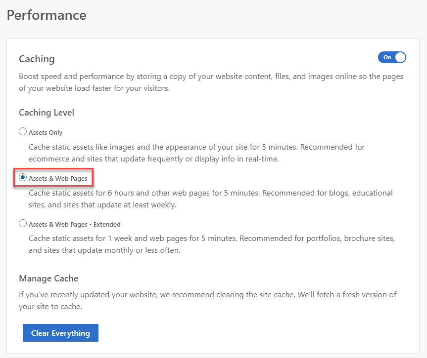 Configurações de desempenho do BlueHost