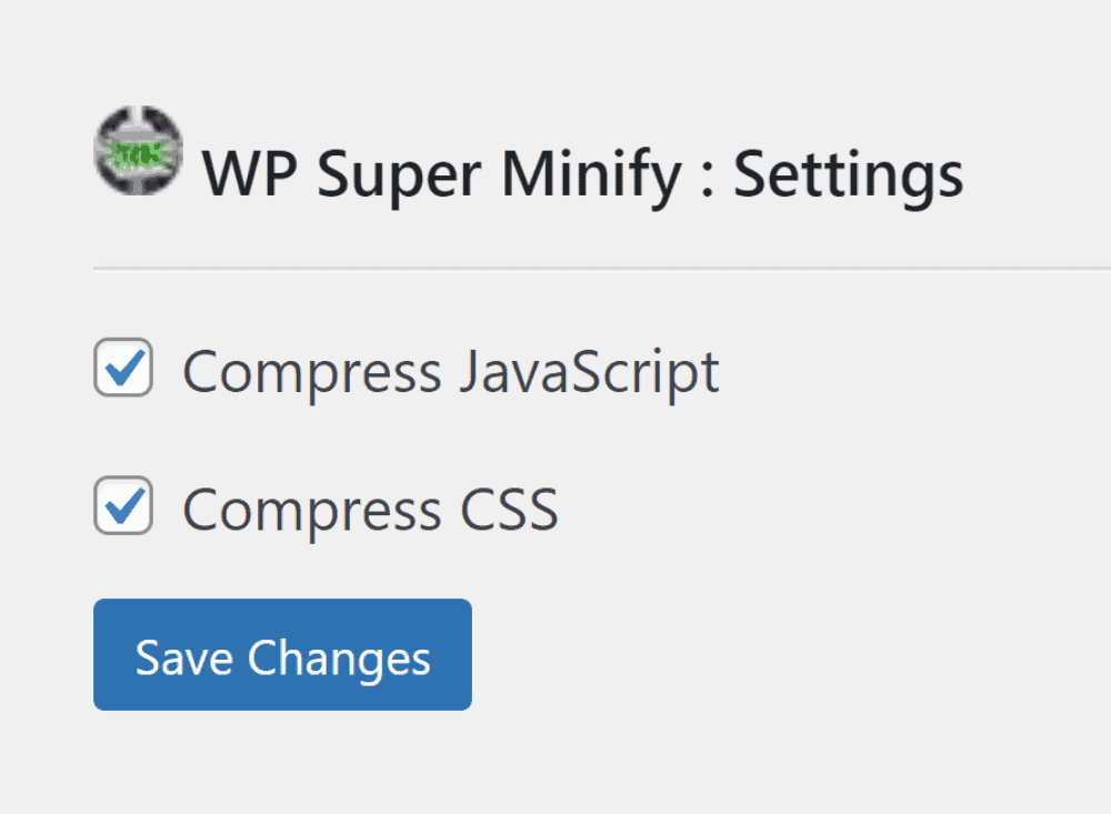 Configurações do WP Super Minify