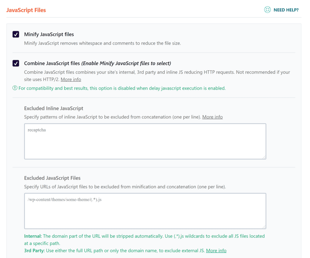 Combinando Javascript no WP Rocket