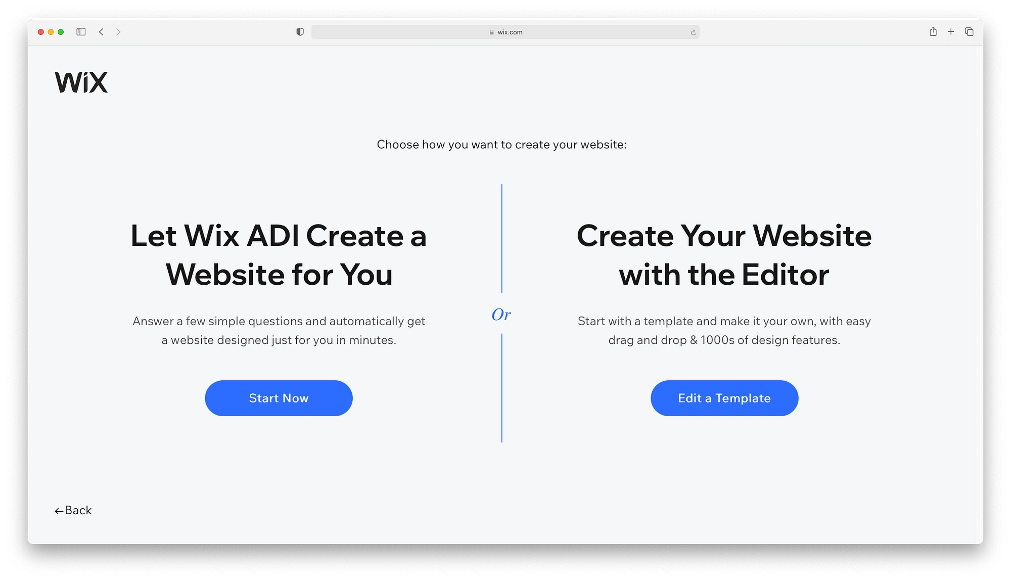 La elección entre Wix ADI y Wix Editor