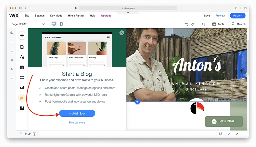 Sitio web de Wix con un blog