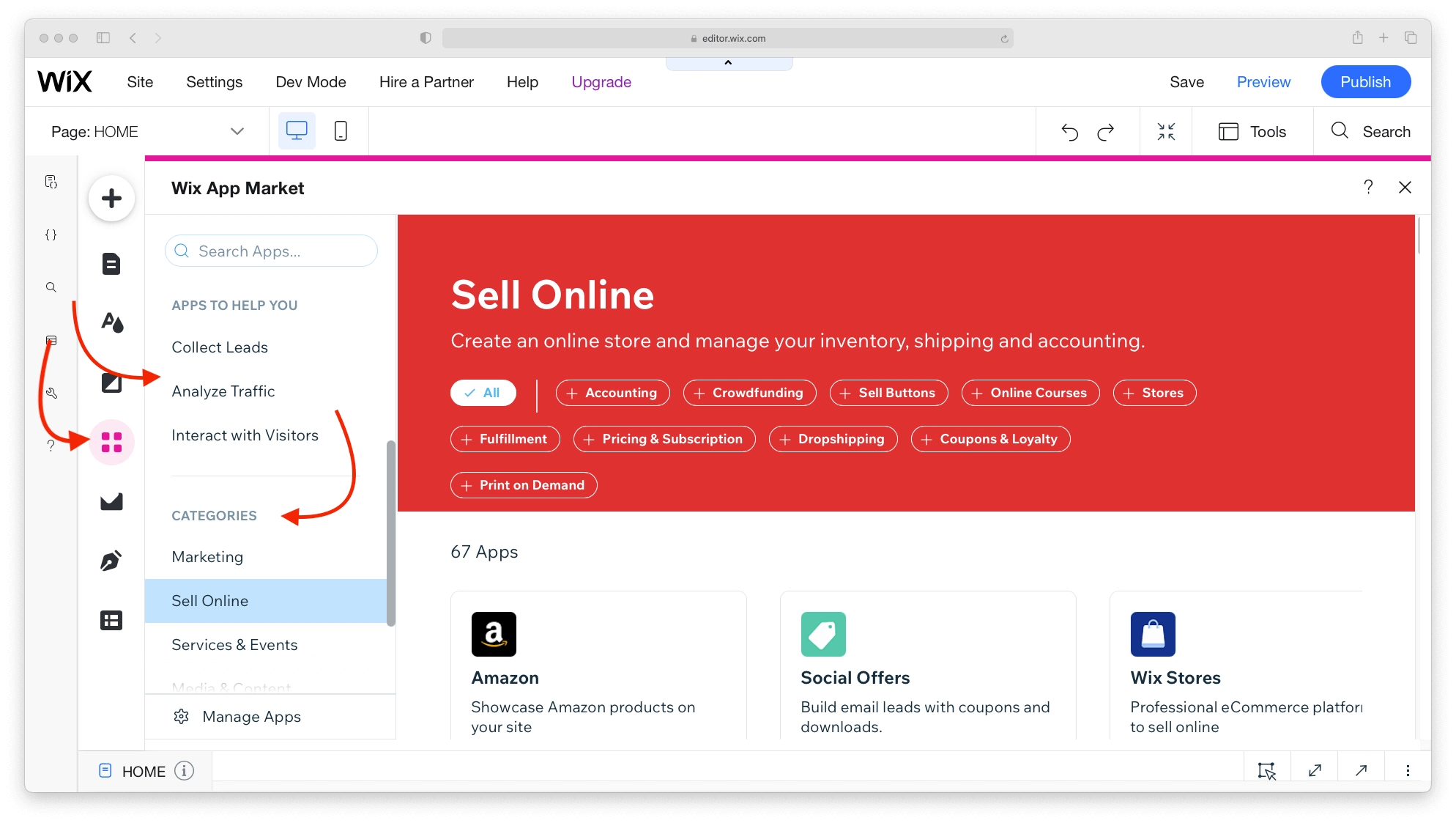 El mercado de aplicaciones de Wix