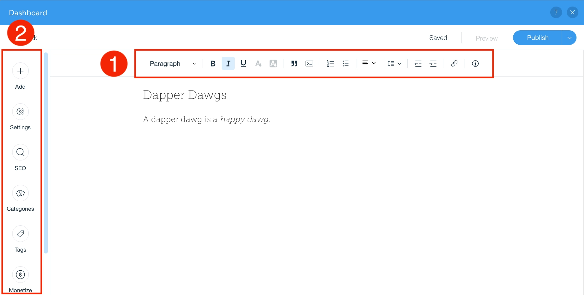Haz un sitio web con Wix: escribir una publicación de blog