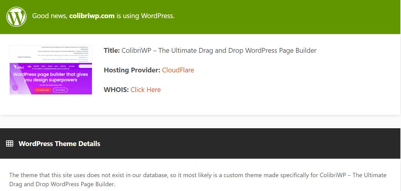 Teste ColibriWP com IsItWP