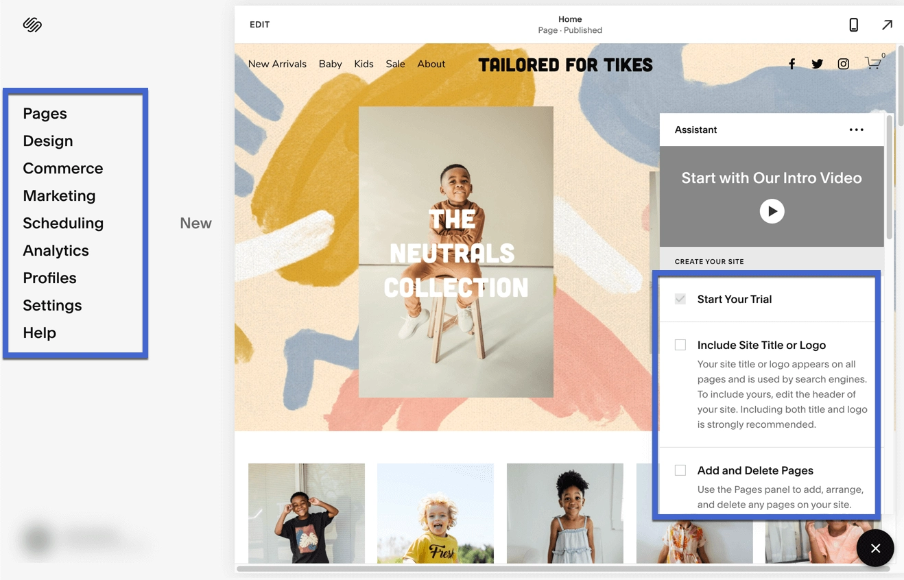item menu di ulasan Squarespace kami