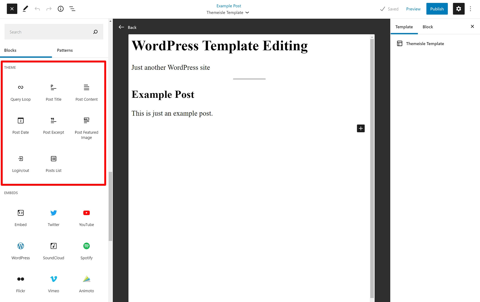 Blocchi tema WordPress
