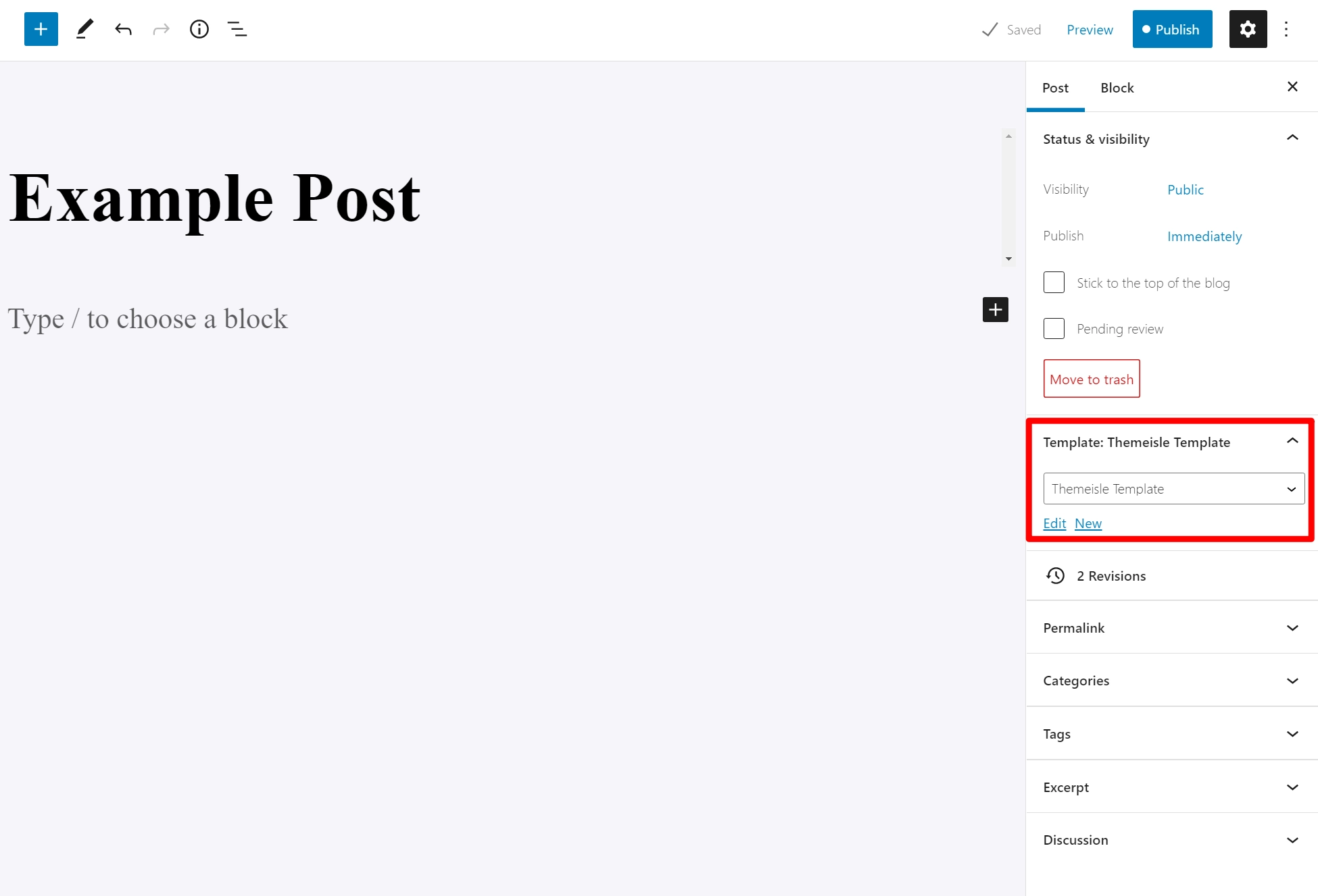 Assegnazione di modelli ai post tramite la modalità di modifica dei modelli di WordPress