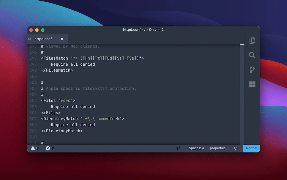 ملف تكوين Apache ، يعرض حماية نظام الملفات لأدلة معينة - مقارنة Nginx مقابل Apache