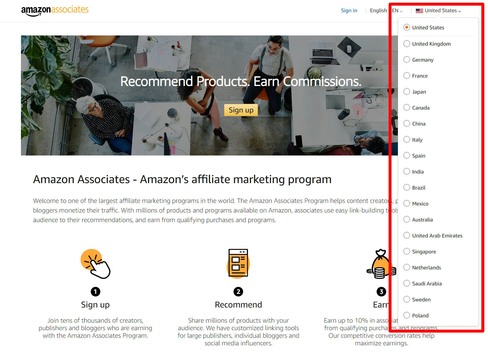 วิธีการเป็นพันธมิตรของ Amazon ในภูมิภาคต่างๆ