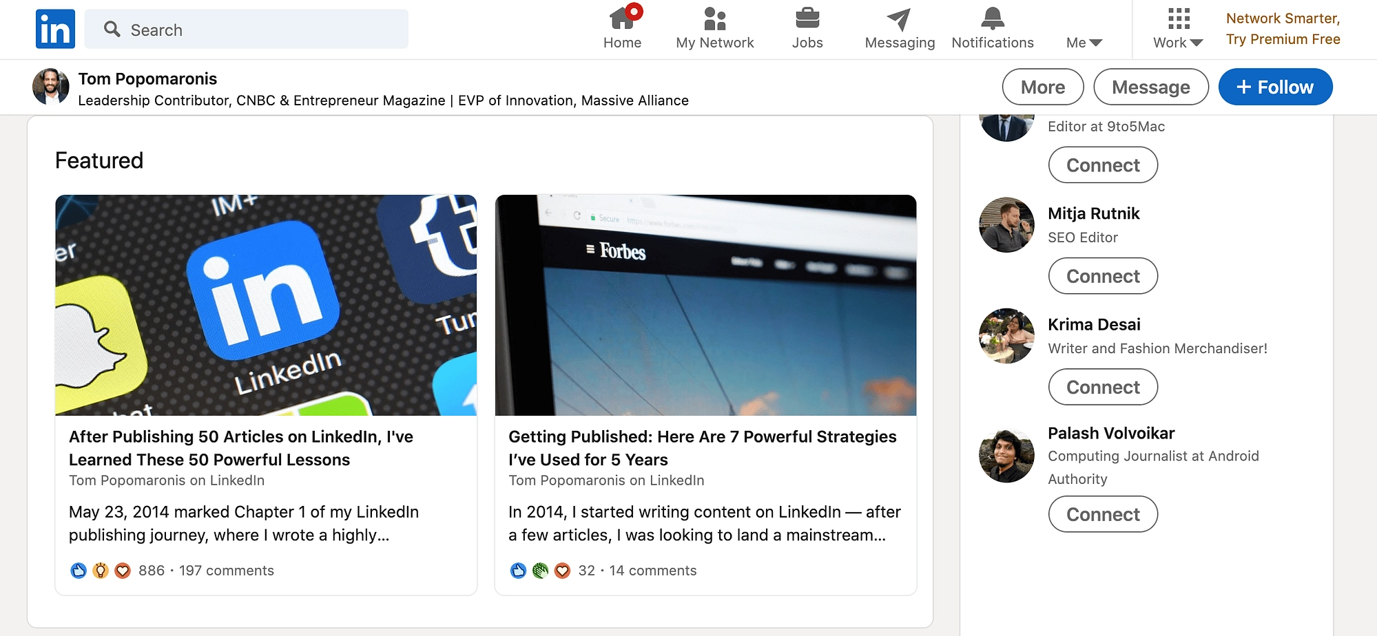 Articoli pubblicati su LinkedIn.