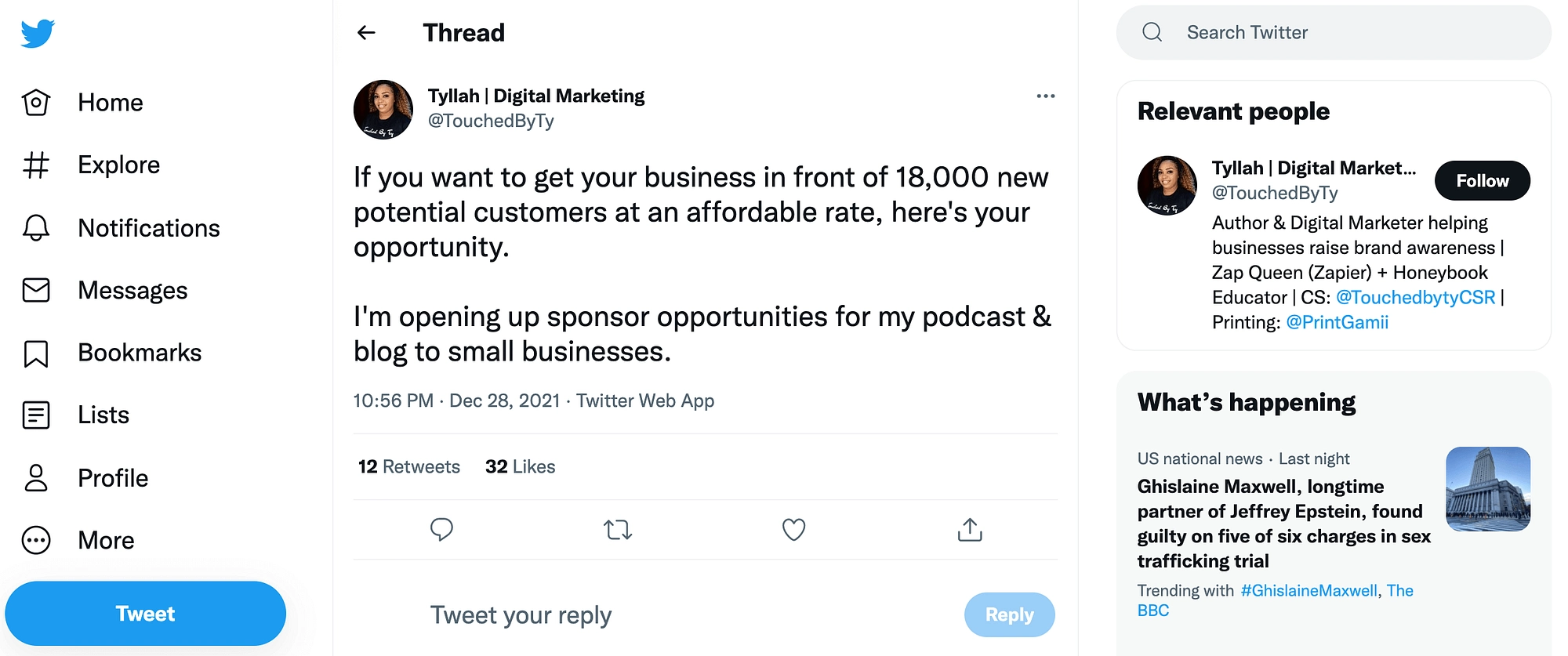 Un'opportunità di sponsorizzazione di podcast.