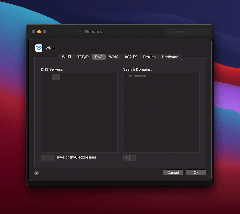 Fila DNS în macOS.
