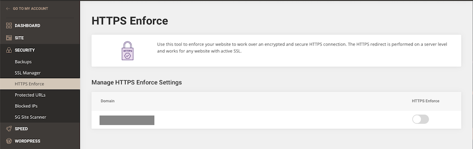 certificato SSL di siteground