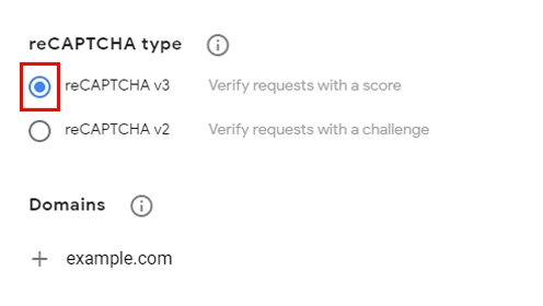 reCaptchav3を選択します