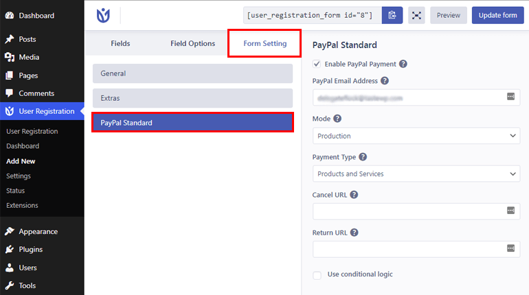 在用户注册中启用 PayPal