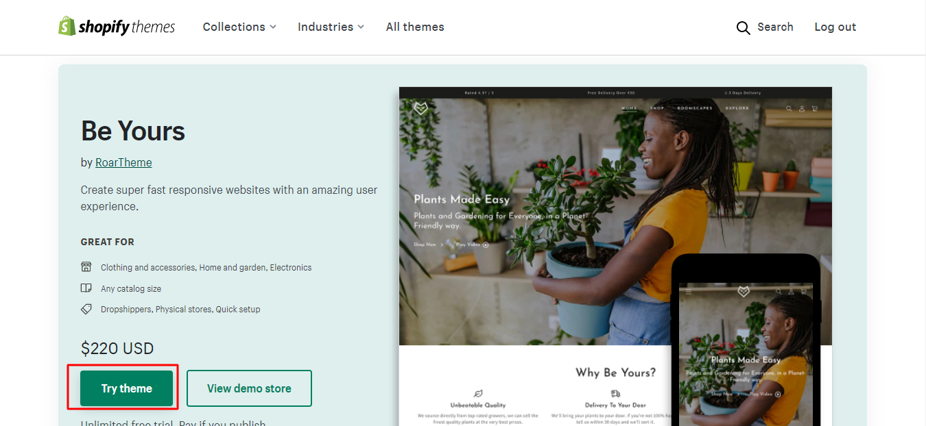 seja seu tema shopify