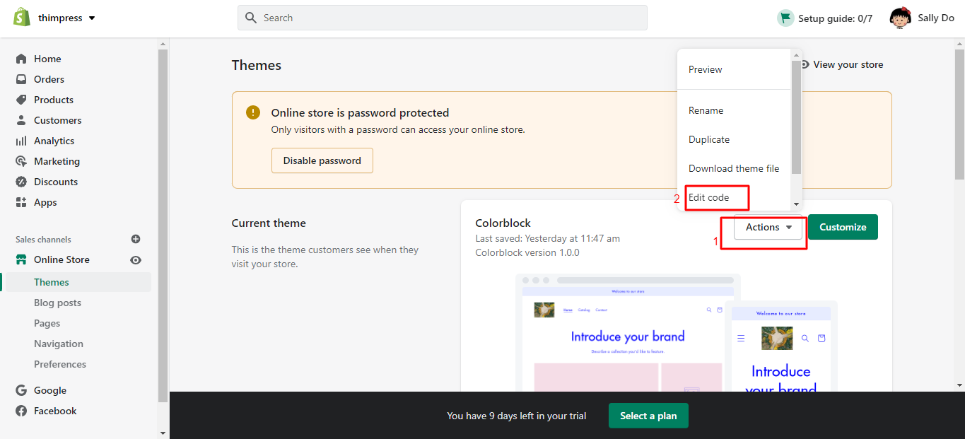 código de edição de dicas da shopify