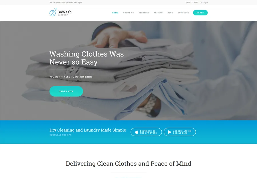 GoWash | Tema WordPress Layanan Dry Cleaning & Binatu