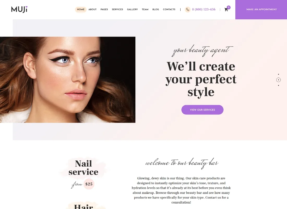 Muji | Tema WordPress para salão de beleza e spa