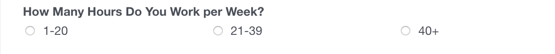 Stunden pro Woche demografische Frage