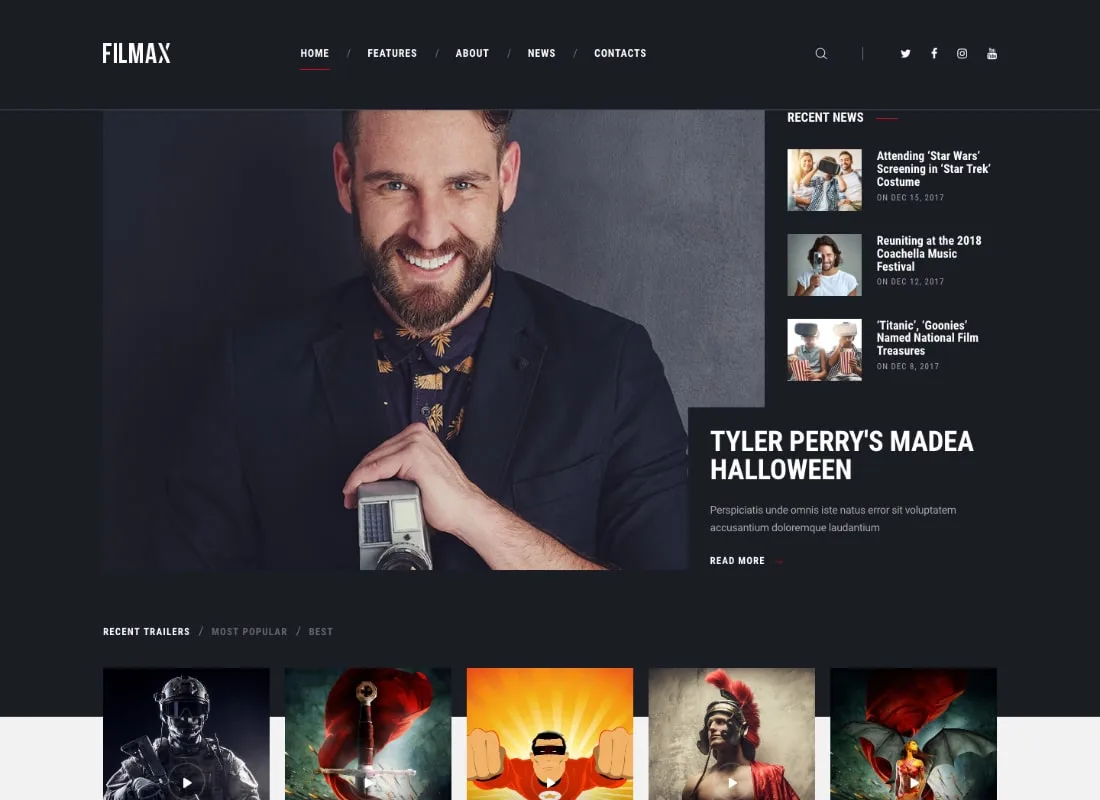 Filmax | Tema WordPress de revista de notícias de cinema e cinema
