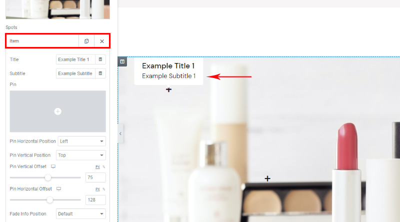 如何在 WordPress 6 中輕鬆添加圖像熱點 Spot item settings