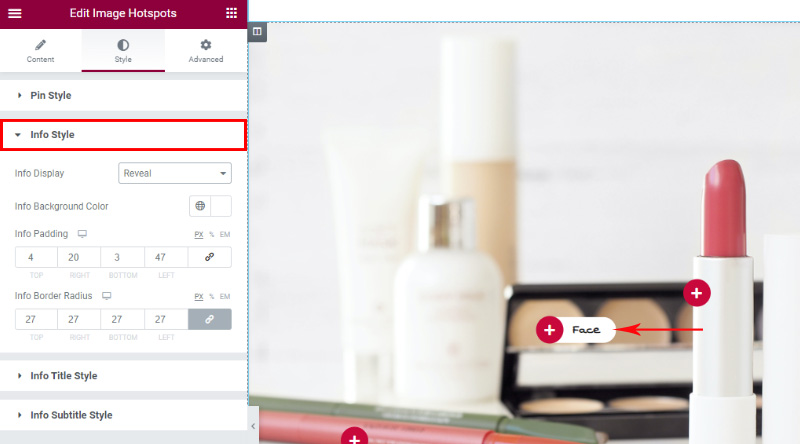 如何在 WordPress 10 中輕鬆添加圖像熱點 Info style options