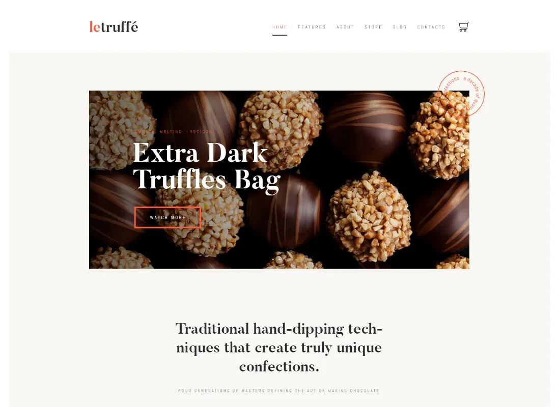 松露 |巧克力糖果和糖果店 WordPress 主题