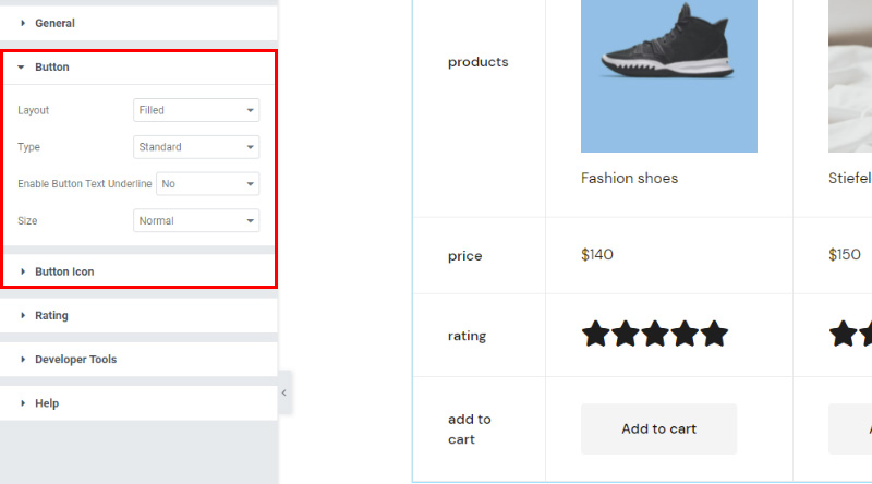 Come aggiungere facilmente l'elemento di confronto dei prodotti WooCommerce al tuo sito Web 10 Product comparison button settings