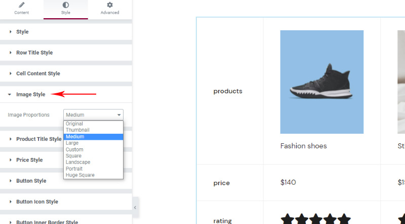 Come aggiungere facilmente l'elemento di confronto dei prodotti WooCommerce al tuo sito Web 13 Product comparison image style
