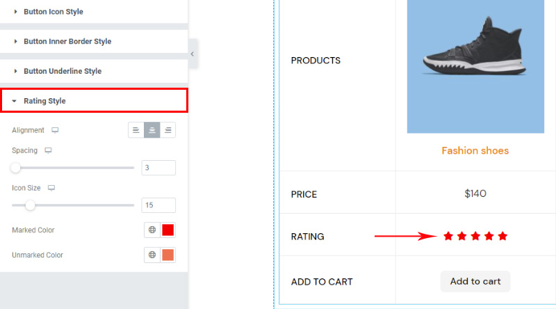 Come aggiungere facilmente l'elemento di confronto dei prodotti WooCommerce al tuo sito Web 15 Ratig style
