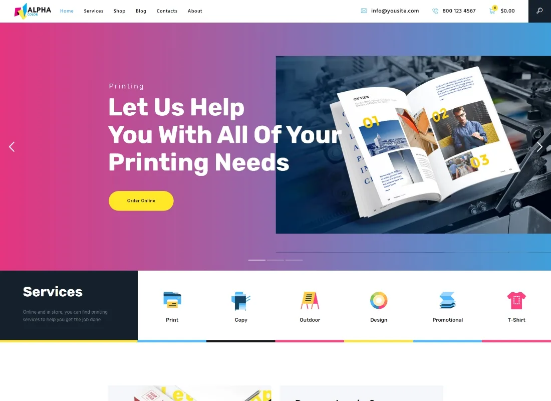 AlphaColor |类型设计机构和 3D 打印服务 WordPress 主题 + Elementor