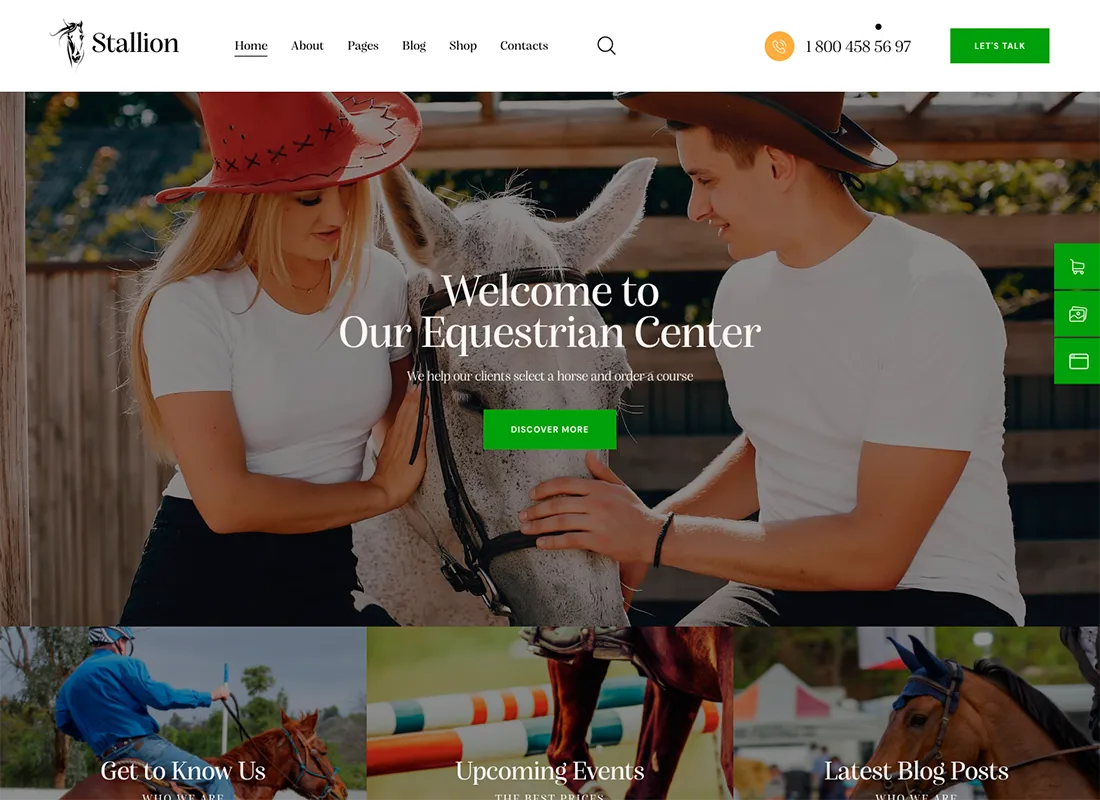 Stallion: un tema de WordPess para un club ecuestre y una escuela de equitación