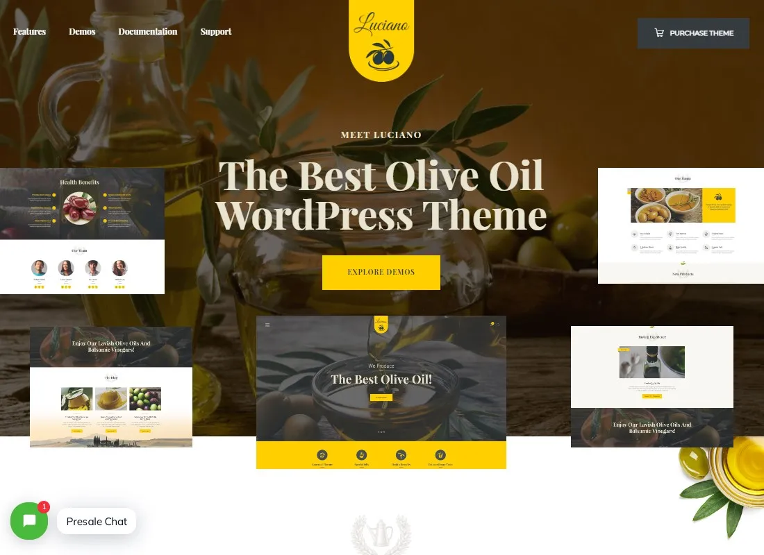 Granja de aceite de oliva y producción de vinagres Tema de WordPress + RTL